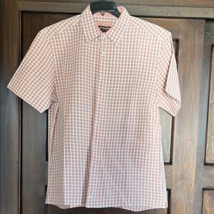 Johnston & Murphy Red and White Checkered Shirt